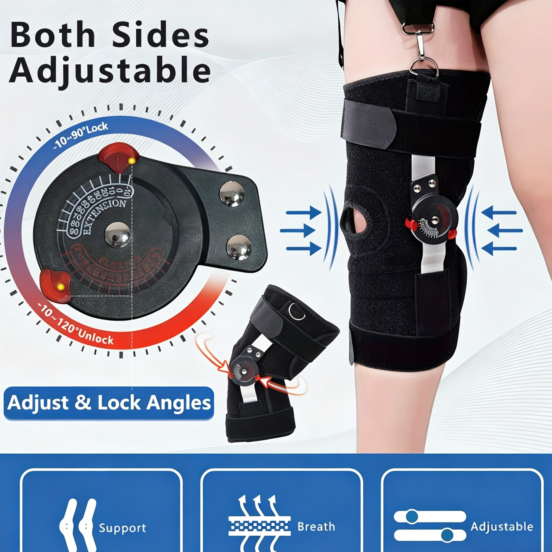 Adjustable sports knee brace